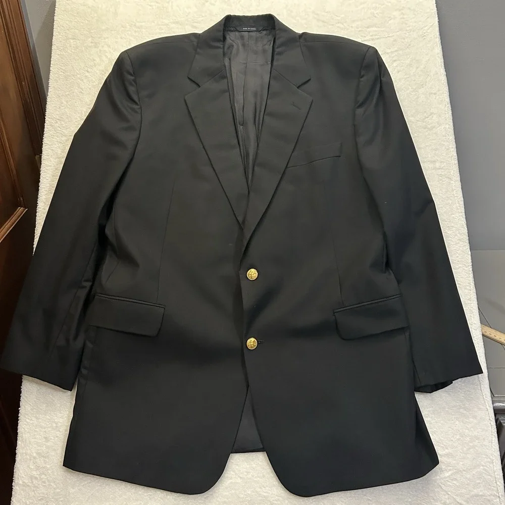 Brooks Brothers 46L Loro Piana Brooksease Gold Button Single Breasted Blazer